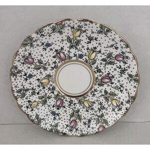 Rosina English Bone China Trinket‎ Dish Saucer Floral Scalloped Edges